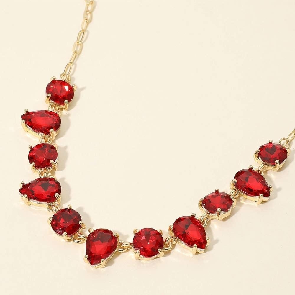 Bomb party jewel candy inspired necklace: Gold Red